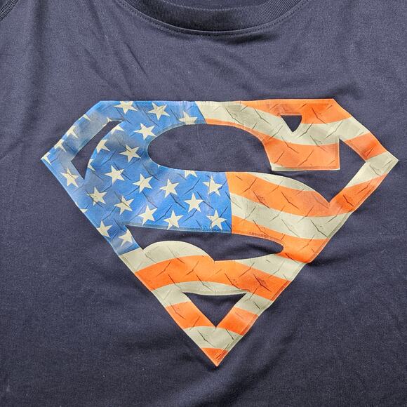 Under Armour Superman Compression Shirt Mens 3XL Navy Blue USA Flag - Picture 3 of 12